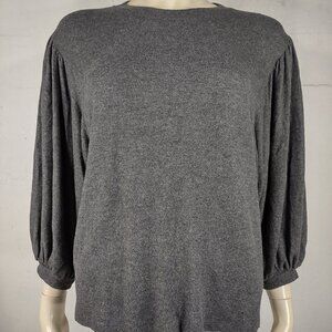 Magaschoni dark gray balloon sleeve knit top blouse ladies Small